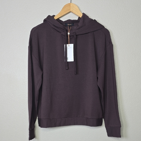 Quince Sweaters - Quince Supersoft Fleece Hooded Pullover Sweatshirt In Dried Fig Size S Nwt.